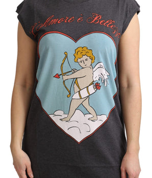 Dolce & Gabbana Gray Cotton L' Amore Top Tank T-shirt Dolce & Gabbana 