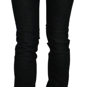 Costume National Chic Black Mid Waist Slim Fit Denim Jeans