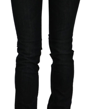 Costume National Black Mid Waist Skinny Denim Cotton Jeans Costume National 