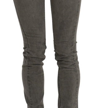 Costume National Gray Low Waist Skinny Denim Cotton Jeans Costume National 