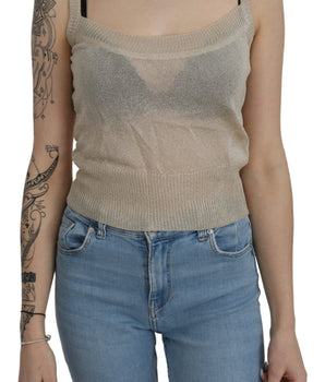 BYBLOS Beige Sleeveless Spaghetti Strap Tank See Through Top BYBLOS 