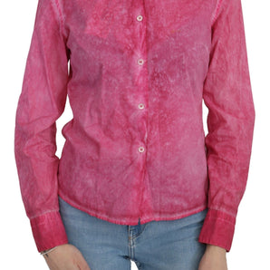 Elegante blusa polo de algodón rosa de Ermanno Scervino