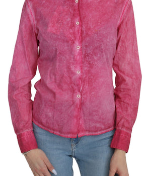 Ermanno Scervino Pink Collared Long Sleeve Shirt Blouse Top Ermanno Scervino 