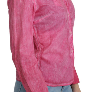 Elegante blusa polo de algodón rosa de Ermanno Scervino