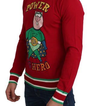 Dolce & Gabbana Elegant Red Wool-Silk Crewneck Sweater Dolce & Gabbana 