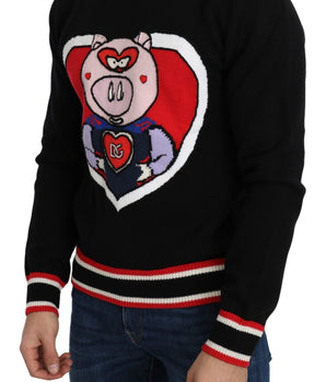 Dolce & Gabbana Elegant Black Cashmere Crew Neck Sweater Dolce & Gabbana 