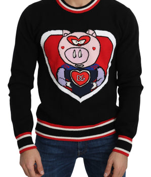 Dolce & Gabbana Elegant Black Cashmere Crew Neck Sweater Dolce & Gabbana 