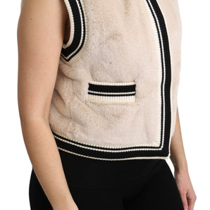 Dolce &amp; Gabbana Elegant Sleeveless Faux Fur Vest