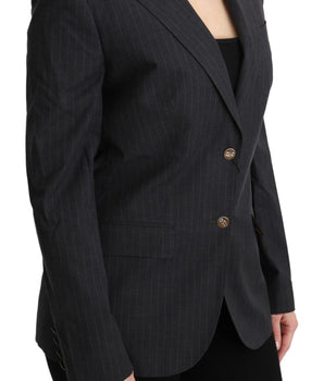 Dolce &amp; Gabbana Elegante blazer de algodón a rayas grises
