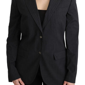 Dolce & Gabbana Elegant Gray Striped Cotton Blazer