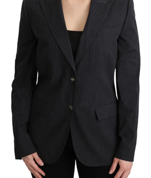 Dolce &amp; Gabbana Elegante blazer de algodón a rayas grises