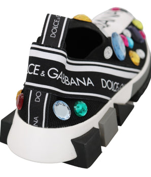Dolce &amp; Gabbana Tenis negros con adornos de cristales