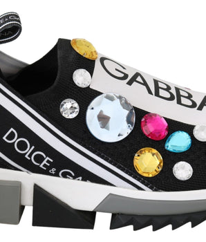 Dolce &amp; Gabbana Tenis negros con adornos de cristales