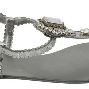 Dolce & Gabbana Elegant Silver Flats with Crystal Embellishments Dolce & Gabbana 