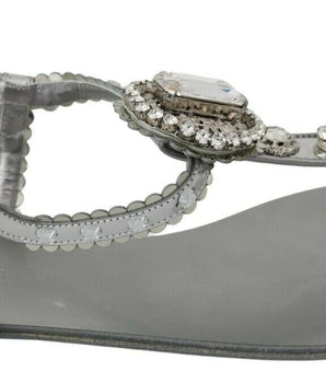 Dolce & Gabbana Elegant Silver Flats with Crystal Embellishments Dolce & Gabbana 