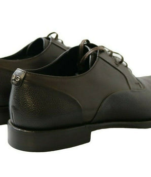 Dolce & Gabbana Brown Leather Laceups Dress Mens Shoes