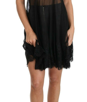 Dolce &amp; Gabbana Black Silk Lace Dress Chemise Lingerie