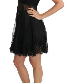 Dolce &amp; Gabbana Black Silk Lace Dress Chemise Lingerie