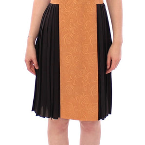 FILOS Silk Bronze &amp; Black Sleeveless Sheath Dress