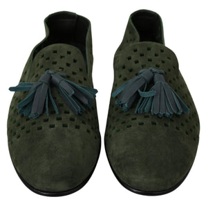 Dolce & Gabbana Elegant Green Suede Loafers for Men Dolce & Gabbana 