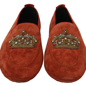 Dolce & Gabbana Elegant Orange Leather Moccasin Slippers Dolce & Gabbana 