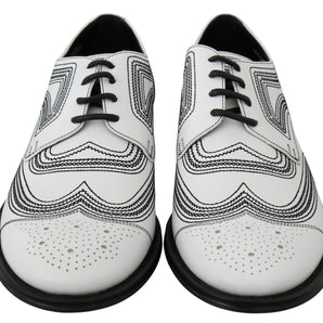 Dolce & Gabbana Elegant White Leather Derby Shoes Dolce & Gabbana 