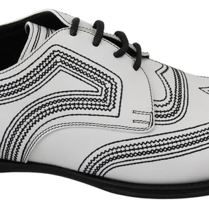 Dolce & Gabbana Elegant White Leather Derby Shoes Dolce & Gabbana 