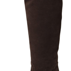 Dolce & Gabbana Studded Suede Knee High Boots in Brown Dolce & Gabbana 