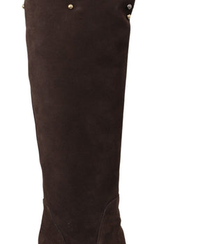 Dolce & Gabbana Studded Suede Knee High Boots in Brown Dolce & Gabbana 