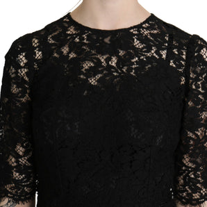 Dolce & Gabbana Elegant Black Lace Sheath Knee-Length Dress