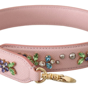 Dolce & Gabbana Stunning Pink Crystal Studded Leather Strap