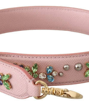 Dolce & Gabbana Pink Leather Crystal Stud Accessory Shoulder Strap Dolce & Gabbana 