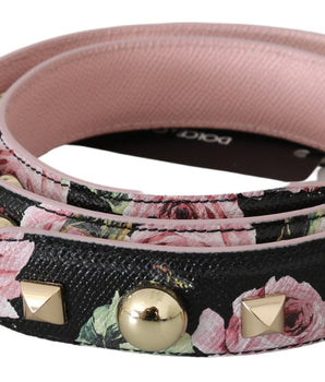 Dolce & Gabbana Pink Floral Leather Stud Accessory Shoulder Strap Dolce & Gabbana 