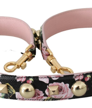Dolce & Gabbana Pink Floral Leather Stud Accessory Shoulder Strap Dolce & Gabbana 