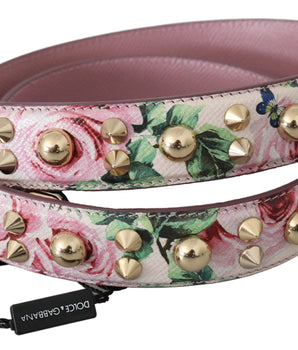 Dolce &amp; Gabbana Chic Floral Pink Leather Shoulder Strap