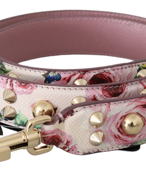 Dolce &amp; Gabbana Chic Floral Pink Leather Shoulder Strap