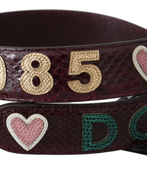 Dolce & Gabbana Bordeaux Exotic Skin Leather Belt Shoulder Strap Dolce & Gabbana 