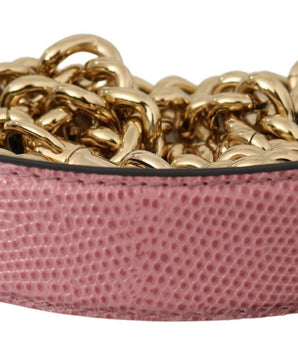 Dolce & Gabbana Pink Leather Gold Chain Accessory Shoulder Strap Dolce & Gabbana 