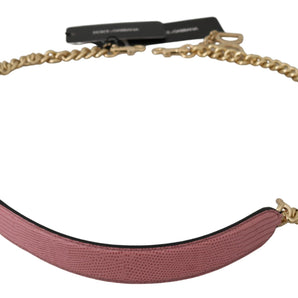 Dolce &amp; Gabbana Elegant Pink Gold Leather Shoulder Strap