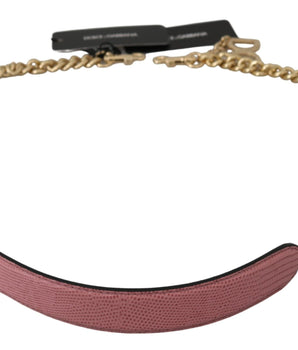 Dolce & Gabbana Pink Leather Gold Chain Accessory Shoulder Strap Dolce & Gabbana 
