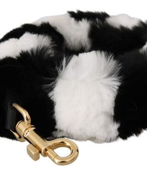 Dolce & Gabbana Black White Lapin Fur Accessory Shoulder Strap Dolce & Gabbana 
