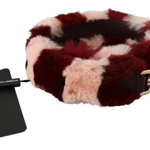 Dolce &amp; Gabbana Bordeaux Pink Fur Shoulder Strap Luxury Accessory