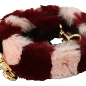 Dolce &amp; Gabbana Bordeaux Pink Fur Shoulder Strap Luxury Accessory