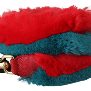 Dolce &amp; Gabbana Elegant Red Lapin Fur Shoulder Strap