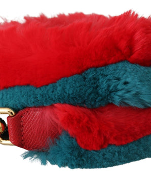 Dolce & Gabbana Red Blue Rabbit Fur Leather Shoulder Strap Dolce & Gabbana 