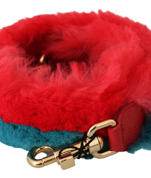 Dolce & Gabbana Red Blue Rabbit Fur Leather Shoulder Strap Dolce & Gabbana 