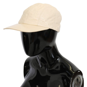 Dolce &amp; Gabbana Elegant White Lambskin Leather Baseball Cap