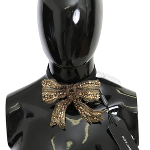 Dolce &amp; Gabbana Elegant Silk Gold Bowtie - Dazzle in Style