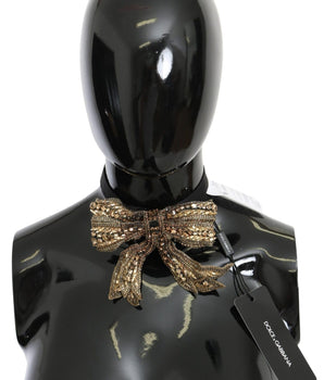 Dolce & Gabbana Gold Crystal Beaded Sequined 100% Silk Catwalk Necklace Dolce & Gabbana 