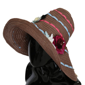 Dolce &amp; Gabbana Elegant Floppy Straw Hat with Floral Accents